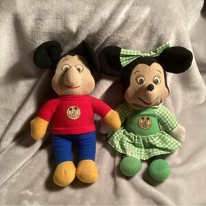 Vintage Knickerbocker Mickey & Minnie Mouse plush dolls